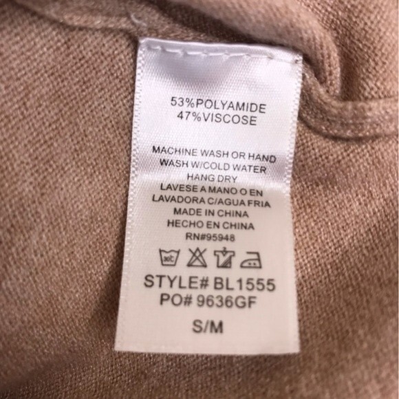NWT Cozy Co by Cozy Casual V Neck Long Sleeve Sweater Heather Tan Small Medium - Picture 10 of 14